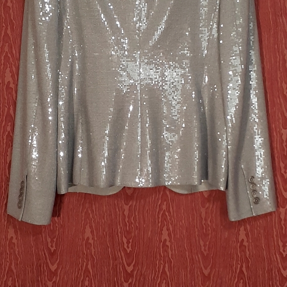 RALPH LAUREN PURPLE LABEL Silver Gray Sequin Blazer I Button Women's Sz 8 - Picture 5 of 16